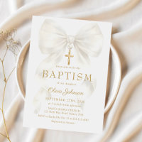 Faire Invitation de Baptême Fille au Ruban Blanc É