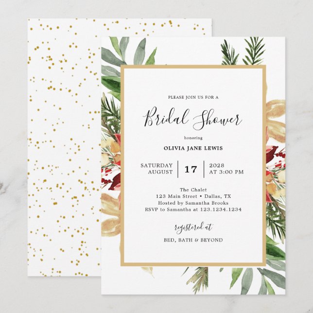 Faire invitation de douche de mariée de Noël (Devant / Derrière)