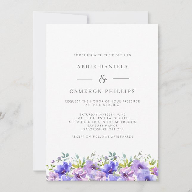 Faire invitation de mariage à couronne florale Vio (Devant)
