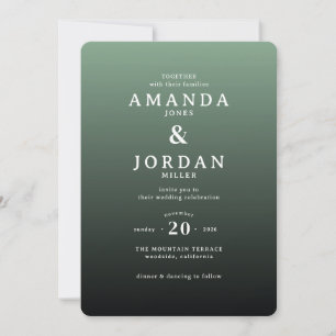 Faire invitation de mariage à dégradé vert élégant