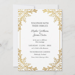 Faire invitation de mariage à la vigne en or blanc