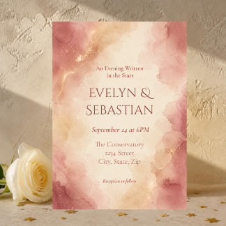 Faire invitation de mariage à l'aquarelle rose blu