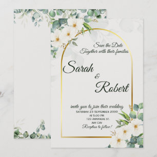 Faire invitation de mariage à l'arche florale blan