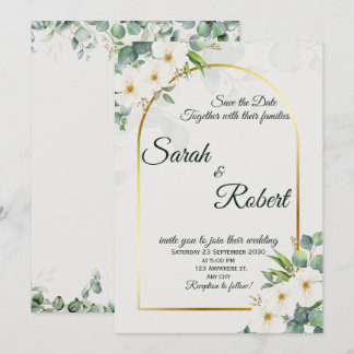 Faire invitation de mariage à l'arche florale blan