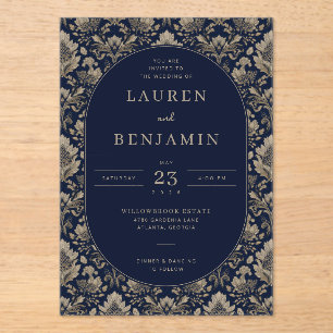 Faire invitation de mariage à motif floral et bleu