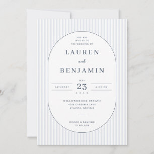 Faire invitation de mariage à rayures bleues