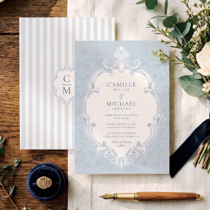 Faire invitation de mariage à rayures bleues et bl