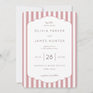 Faire invitation de mariage à rayures roses
