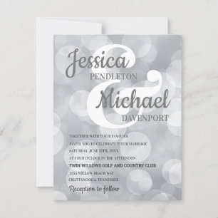Faire invitation de mariage argentée scintillante 