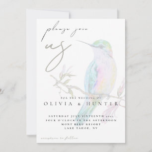 Faire invitation de mariage au colibri aquarelle
