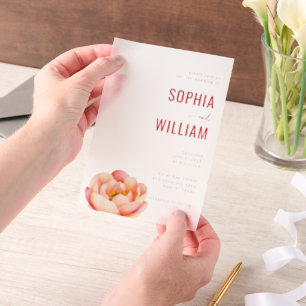 Faire invitation de mariage au lotus corail élégan