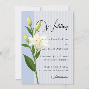 Faire invitation de mariage au lys blanc rayé de b
