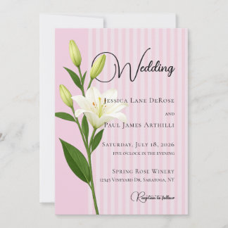 Faire invitation de mariage au lys blanc rayé de r