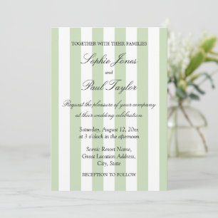 Faire invitation de mariage aux rayures de sauge p