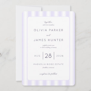 Faire invitation de mariage aux rayures lavande
