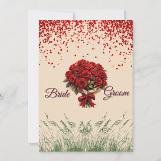 Faire invitation de mariage aux roses rouges éléga