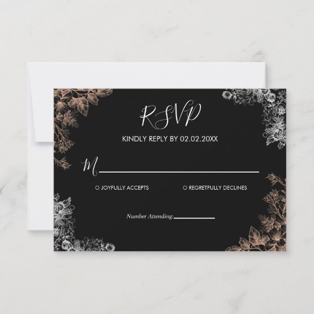 Faire invitation de mariage avec fleurs sombres  (Devant)