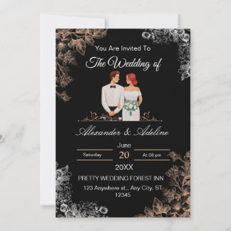 Faire invitation de mariage avec fleurs sombres