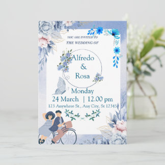 Faire invitation de mariage bleu - Classique et in