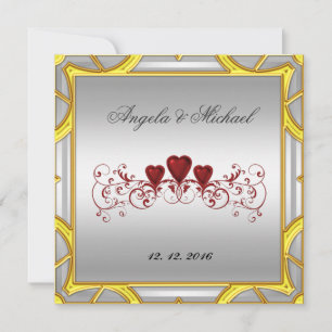 Faire invitation de mariage Cœurs Rouges Blancs