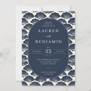 Faire invitation de mariage coquillage bleu marine