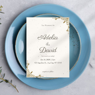 Faire invitation de mariage crème et or