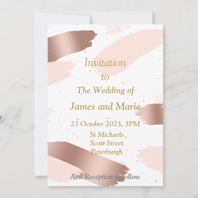 Faire invitation de mariage, éclaboussure rose (Devant)