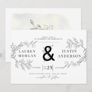 Faire invitation de mariage élégant de botanique