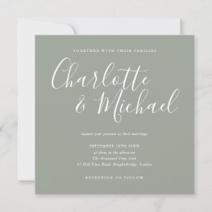 Faire invitation de mariage Elegant Silver Sage Si