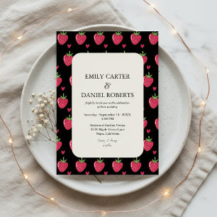 Faire invitation de mariage élégante noire et rose