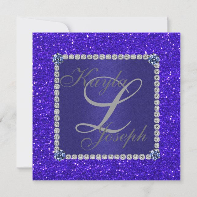 Faire invitation de mariage en cristal BLEU (Devant)