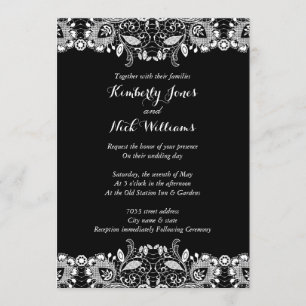 Faire invitation de mariage en dentelle blanche no