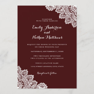 Faire invitation de mariage en dentelle rouge burg