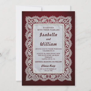 Faire invitation de mariage en dentelle vintage bu