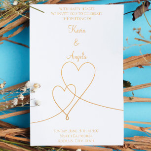 Faire invitation de mariage en or élégant