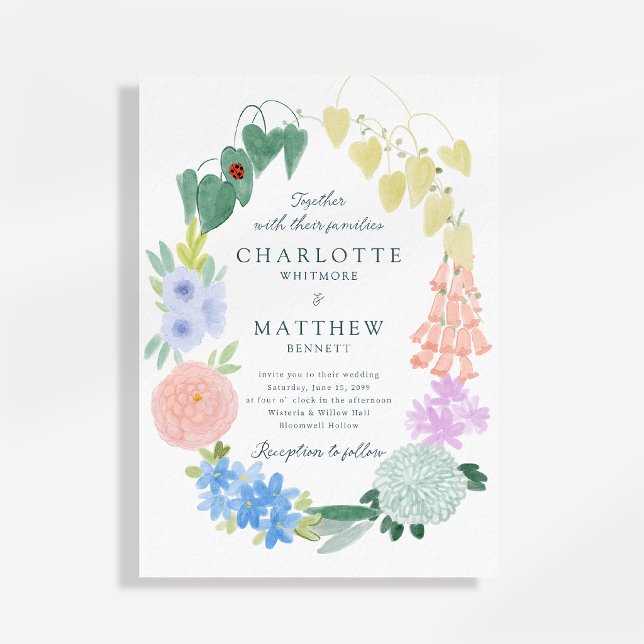 Faire invitation de mariage floral peint à la main (Créateur téléchargé)