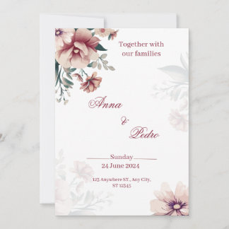 Faire invitation de mariage florale blanche élégan