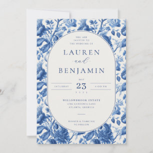 Faire invitation de mariage florale bleue