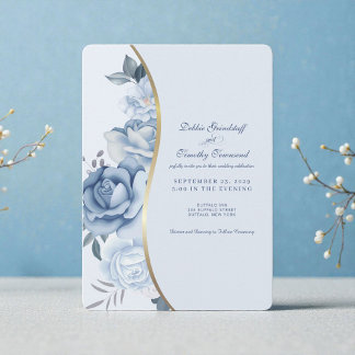 Faire invitation de mariage florale bleue