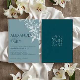 Faire invitation de mariage florale bleue élégante