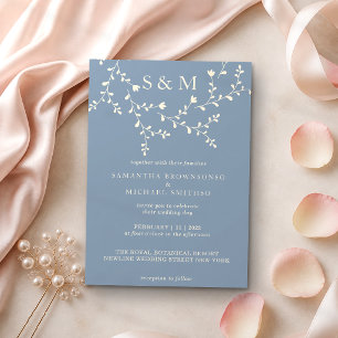 Faire invitation de mariage florale en bleu beige