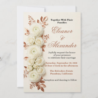 Faire invitation de mariage florale en cuivre et o