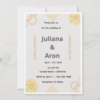 Faire invitation de mariage florale en or - Or chi