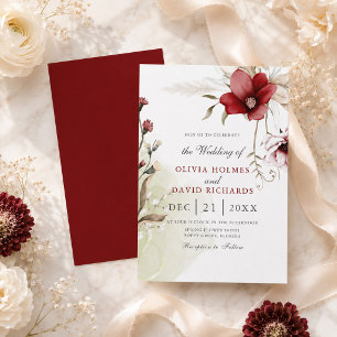 Faire invitation de mariage florale ivoire et burg