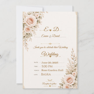 Faire invitation de mariage florale rose