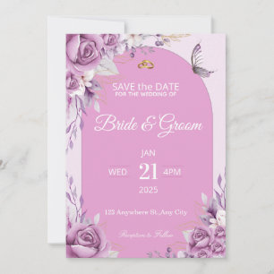 Faire invitation de mariage florale rose pâle élég