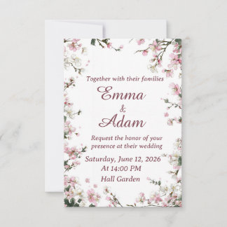 Faire invitation de mariage florale rose saumon Fl