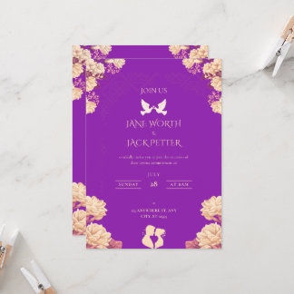 Faire invitation de mariage florale violette avec