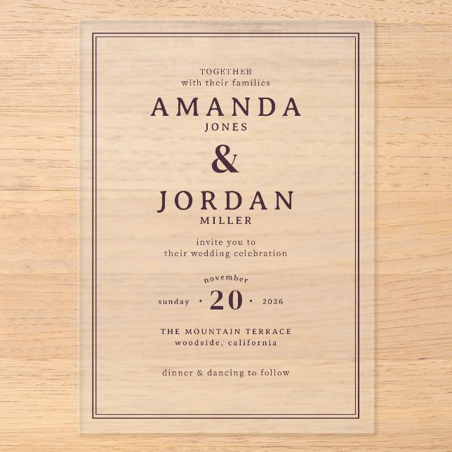 Faire invitation de mariage formel noir élégant (Recto)