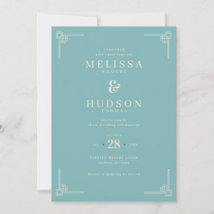Faire invitation de mariage géométrique sarcelle
